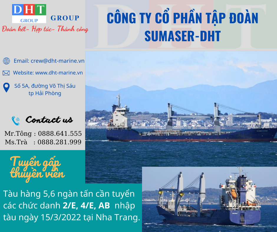 Tàu hàng 5,6 ngàn tấn tuyển gấp các chức danh 