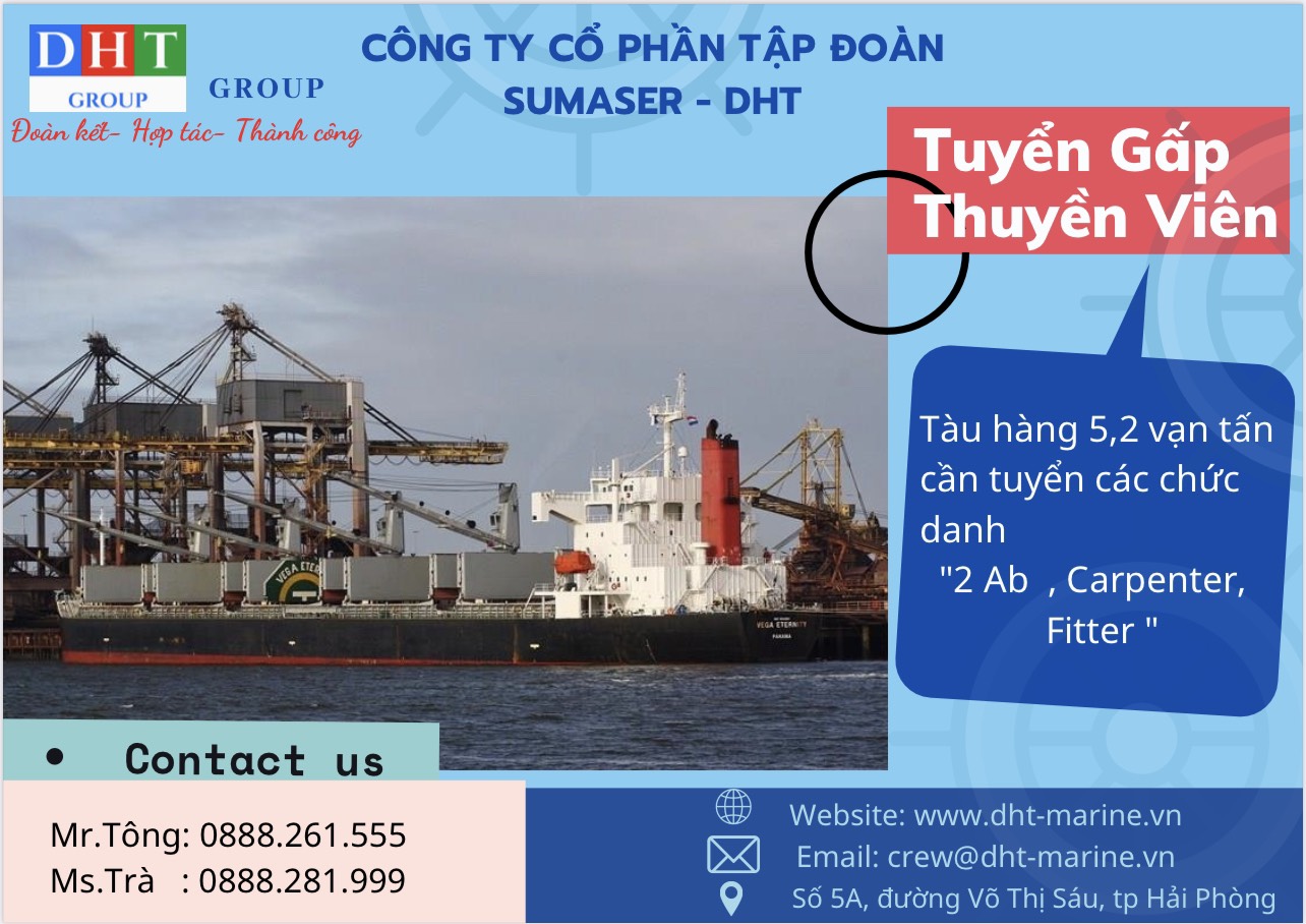 Tàu hàng 5,2 vạn tấn cần tuyển gấp thuyền viên nhập tàu tại Việt Nam ngày 25/01/2022.